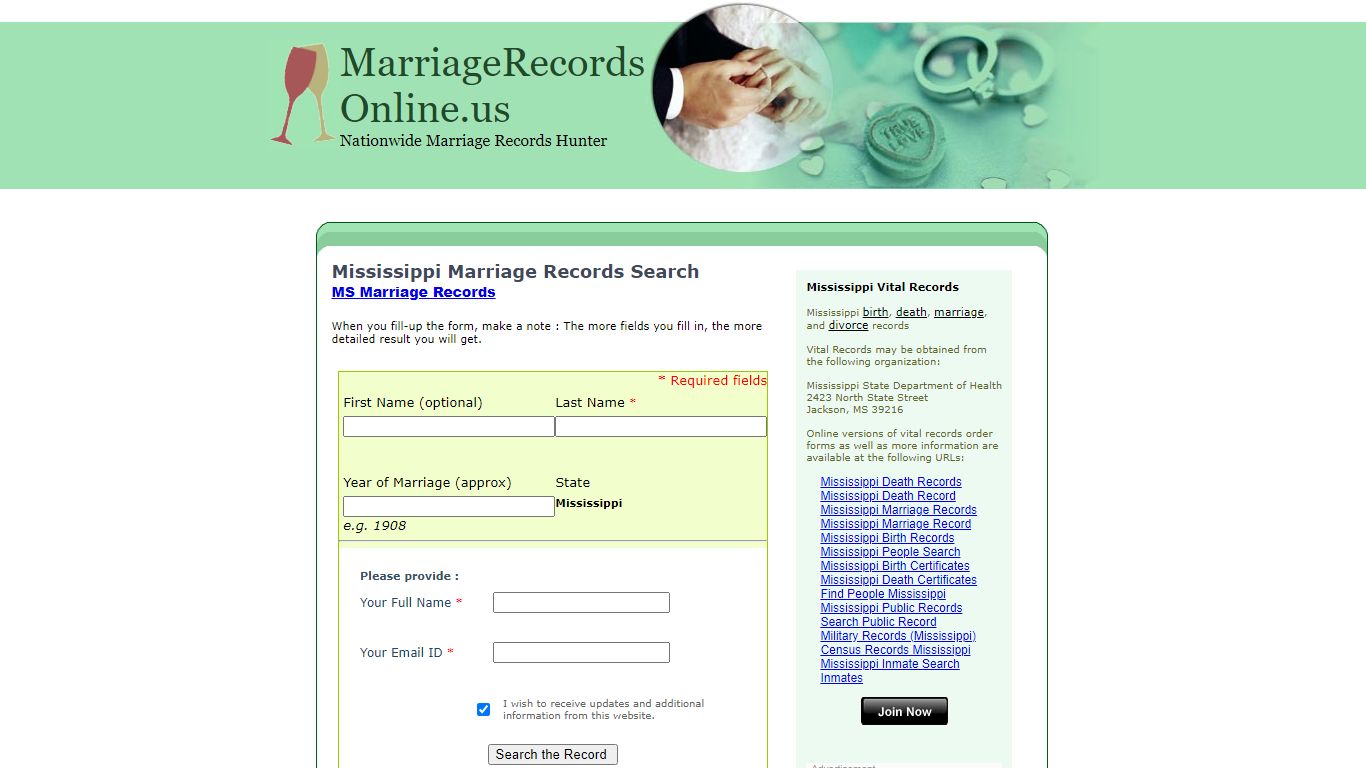 Mississippi Marriage Records Search