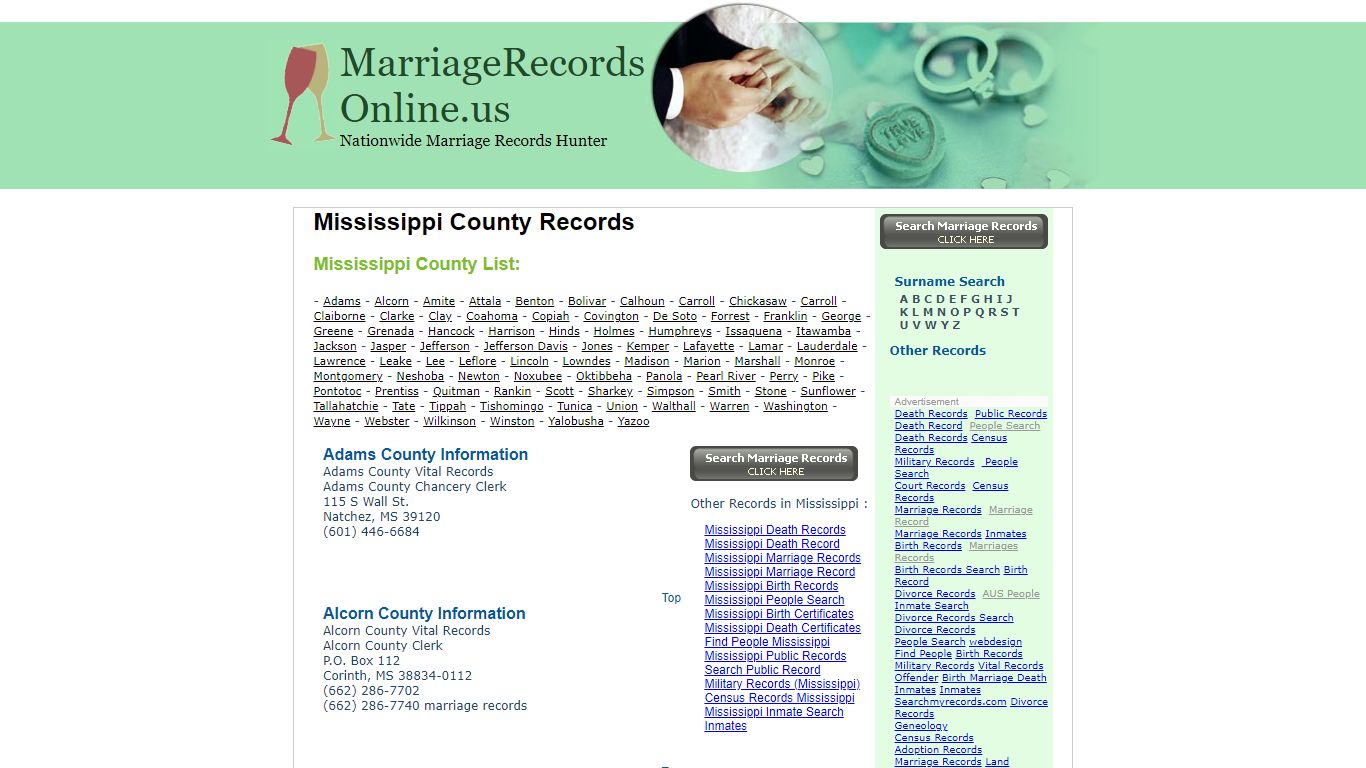 Mississippi County Records - Marriage Records Online